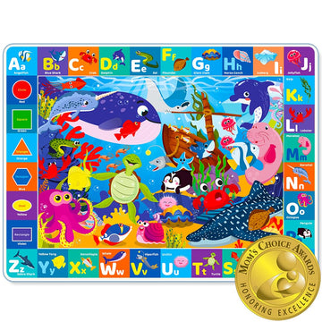 Quokka Baby Play Mat For Floor - Ocean Abc Rug For Kids Toddlers Infants - Extra Thick Large Padded Non-Slip Nursery Rug For Bab