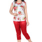 QUAPROGEN  Pampering Exigency Girls Satin Printed Top and Capri Set Pack of 1 (CAP001_Red_Free Size)