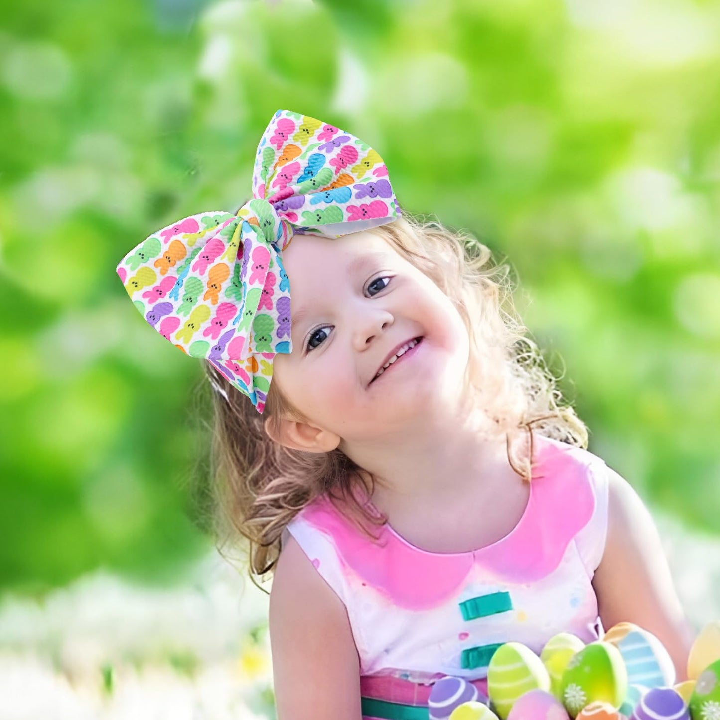 Lanmerry Baby Easter Headband Hair Bows For Girls Bunny Headband 6-12 Months Easter Rabbit Bows For Toddler Girls Hair Accessori