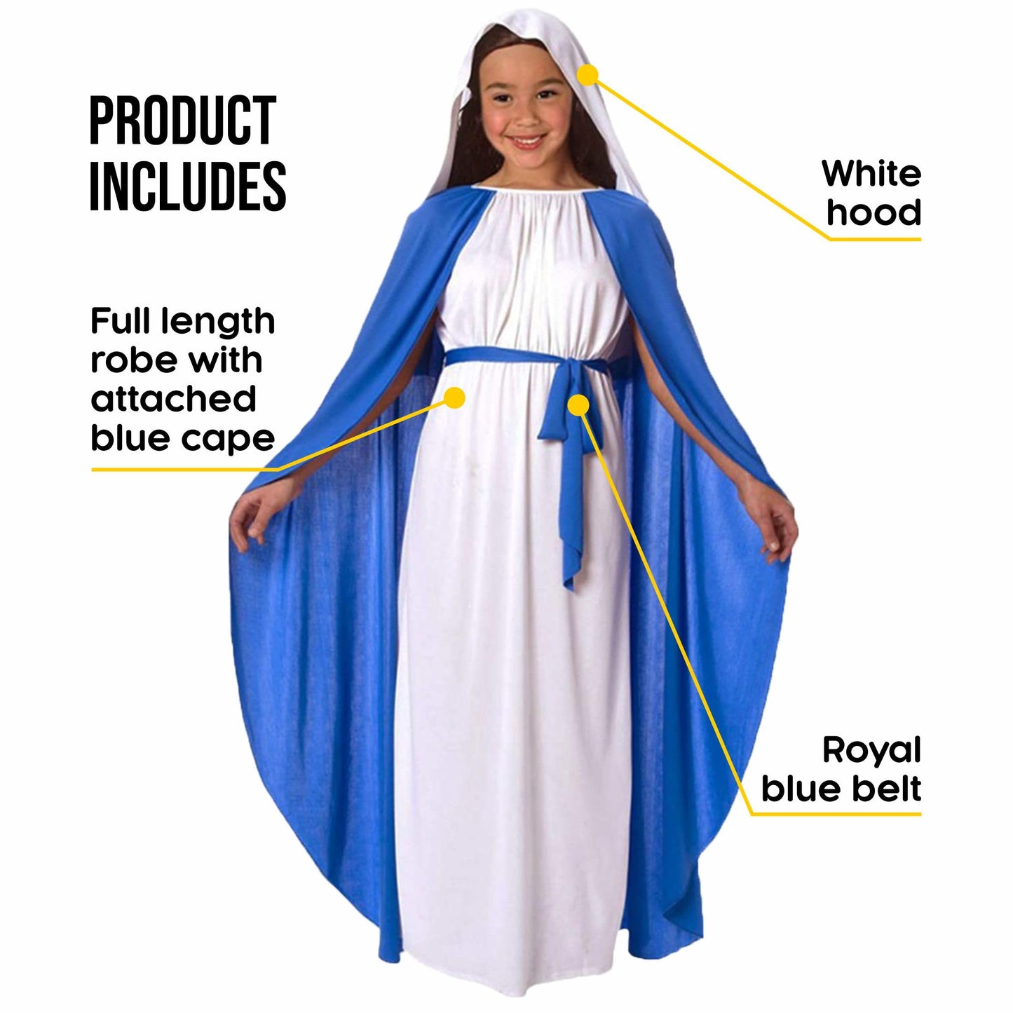 Morph Virgin Mary Costume For Kids, Virgin Mary Costume For Girls, Virgin Mary Kids Costume, Mary Kids Costume, Girls Virgin Mar