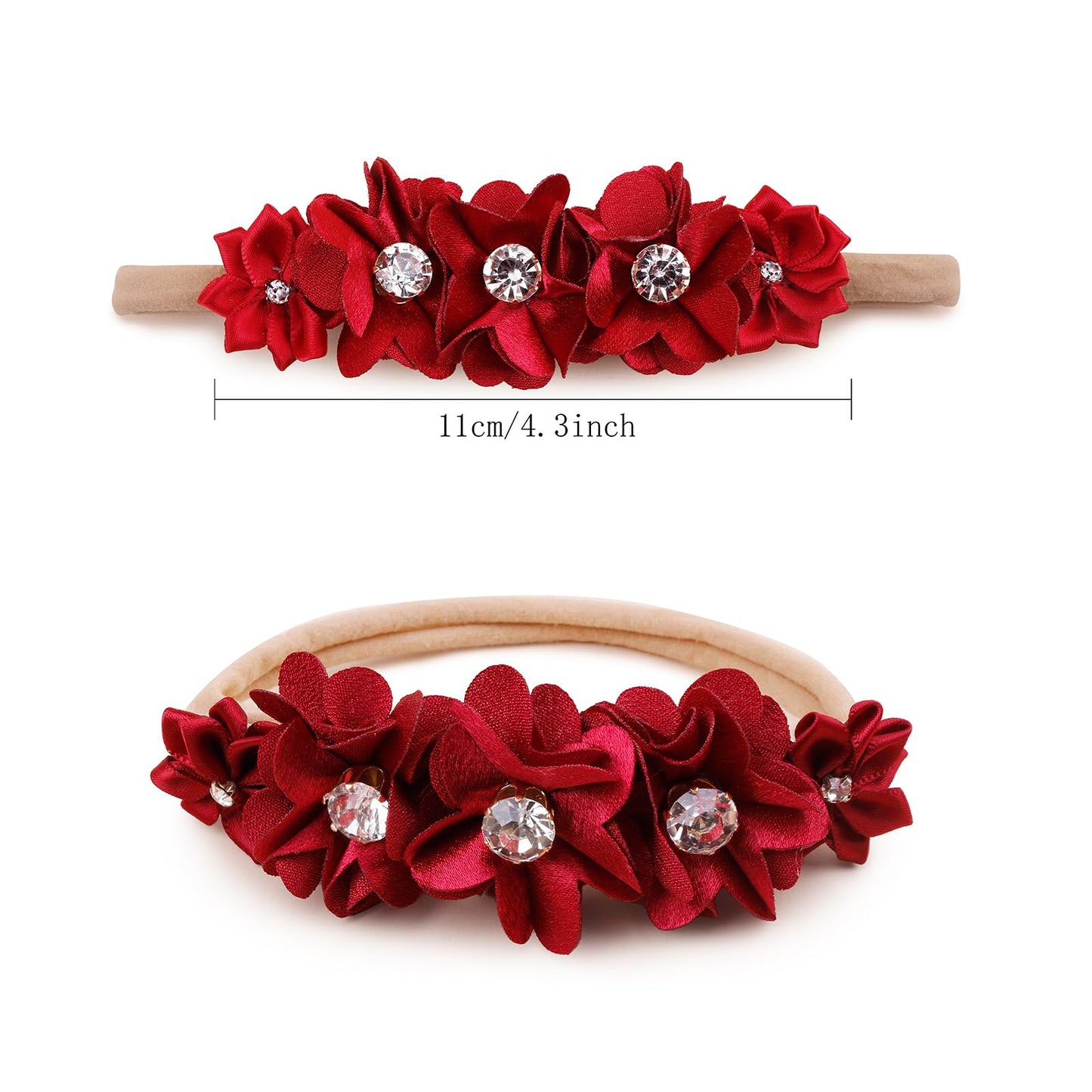 Bfnaagirl Baby Girl Floral Headband Nylon Flower Crown Elastic Hairband 3Pcs Hair Accessories Gift For Girls (9562)
