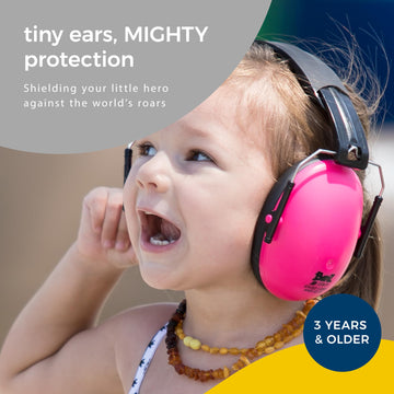 Banz Kidz Earmuffs 2 Years & Older - Petal Pink - Loud Noise Cancelling Kids Headphones & Toddler Ear Muffs, Size Adjustable