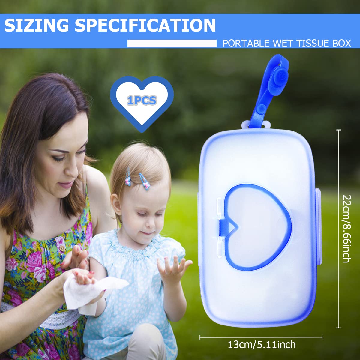 Doerdo Portable Wet Wipe Dispenser Baby Wipe Box, Baby Wipe Holder With Lid, Wipe Case For Travel Home Office Cars, Blue