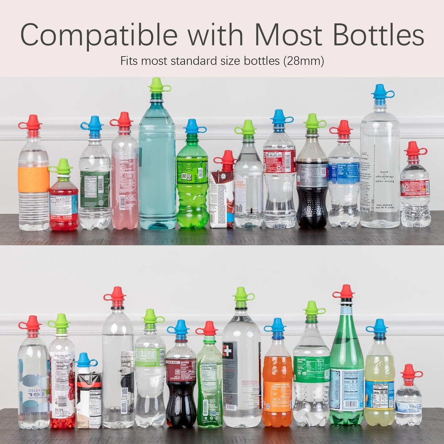 Silicone Spill-Proof Water Bottle Spout, Standard 28Mm Water Bottle Cap, 4-Pcs
