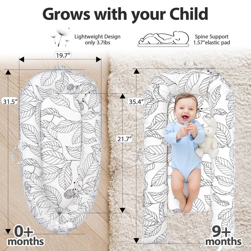 Jocute Baby Lounger - Baby Lounger For Newborn, Breathable & Soft Baby Nest Cover Co Sleeper For Baby 0-24 Months, Babies Essent
