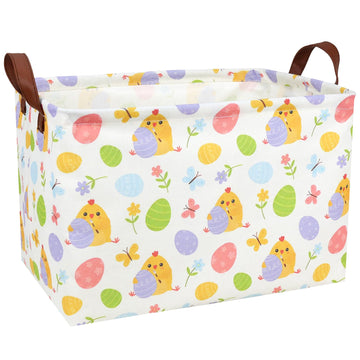 ASKETAM Cute Chicken Easter Basket for Kid Large Empty Rectangular Easter Gift Storage Basket Bunny Eggs D?or (Chicken Butterfly