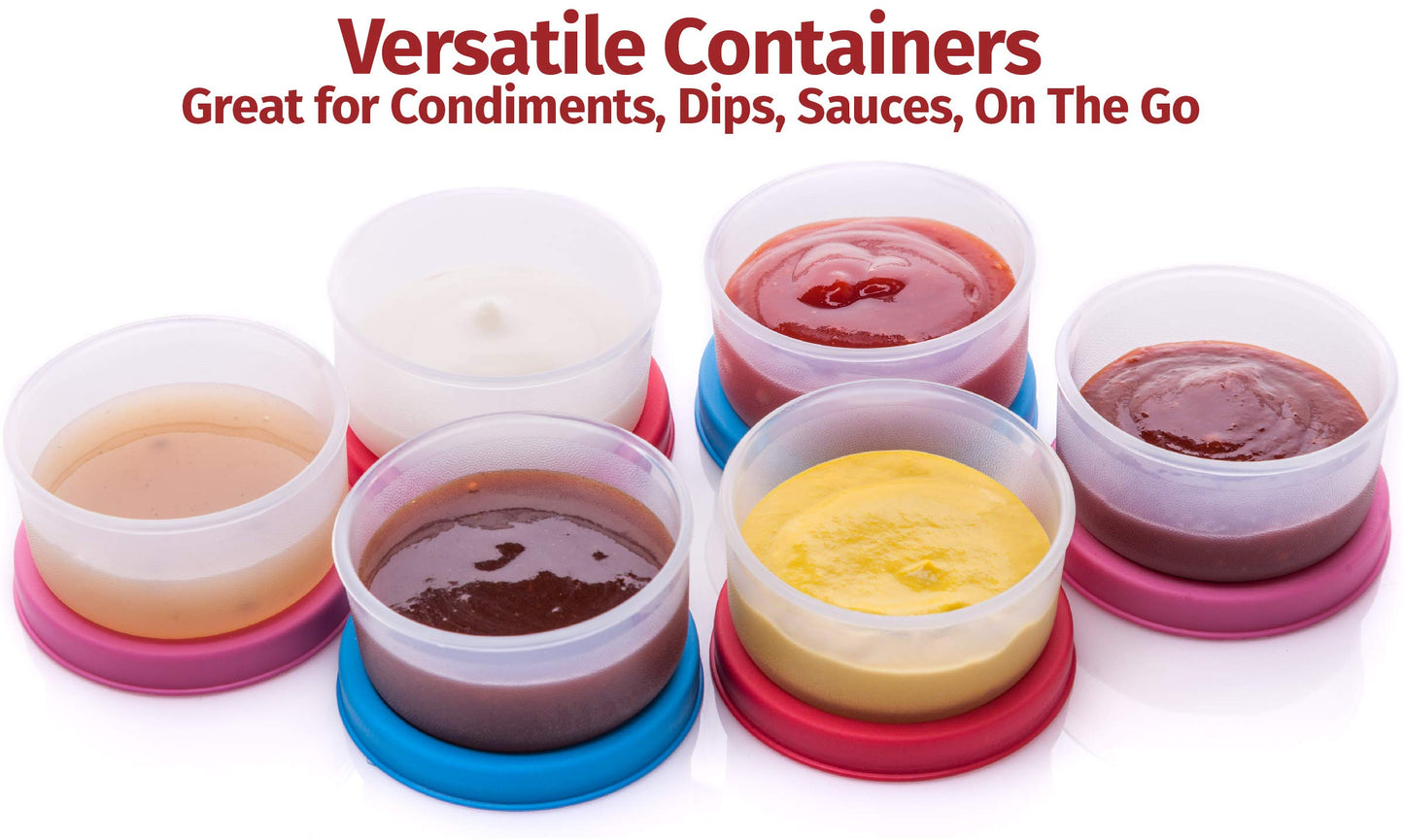 Condiment Containers With Lids- 6 Pk. 1.3 Oz.Salad Dressing To Go Small Food Storage Containers- Sauce Cups Leak Proof Reusable