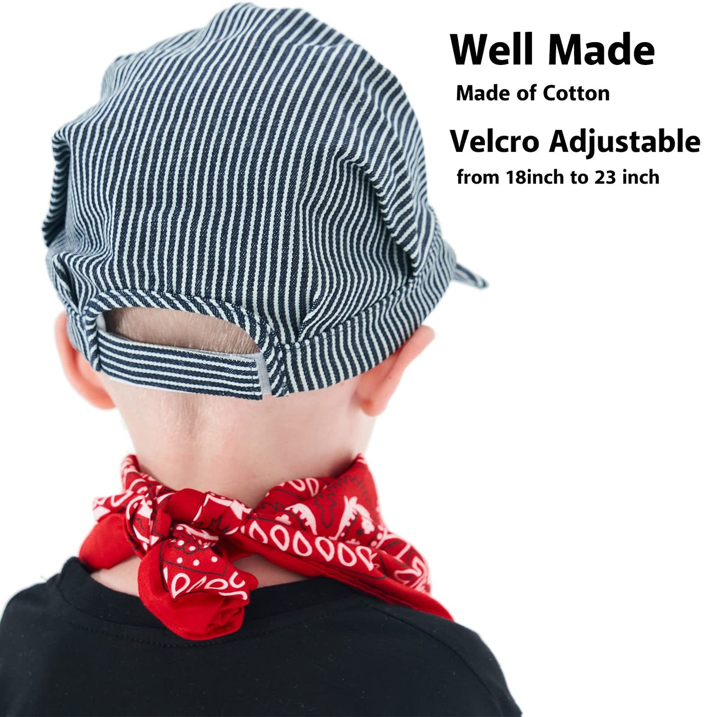Conductor Hat+Paisley Bandanna (2 In 1) Engineer Cap Adjustable Train Conductor Dress Up Kit For Kids