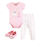 Little Treasure Unisex Baby Cotton Bodysuit, Pant And Shoe Set, Llama Love, 6-9 Months