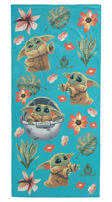 Jay Franco Star Wars The Mandalorian Kids Bath Pool Beach Towel - Super Soft & Absorbent Baby Yoda Grogu 100% Cotton Towel, Meas