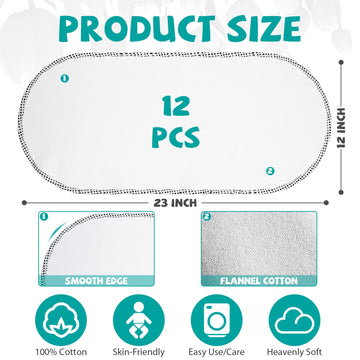 12 Pack Baby Waterproof Changing Pad Liners Portable Baby Changing Mat Soft Flannel Cotton Changing Table Cover Liners Reusable