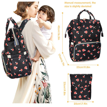 Mcwth Mushroom Diaper Bag Backpack Set For Baby Girls Mom, Large Capacity Multi-Function Nappy Bags Organizer