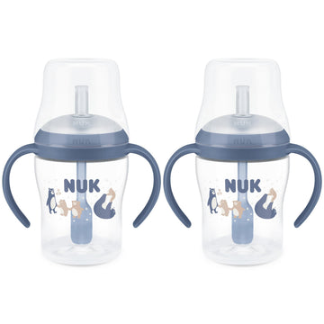 NUK Perfect Match Learner Straw Cup, 5 oz, 2 pack - Soft Straw, Easy-Grip Handles, BPA Free, Spill Proof Transition Sippy Cup