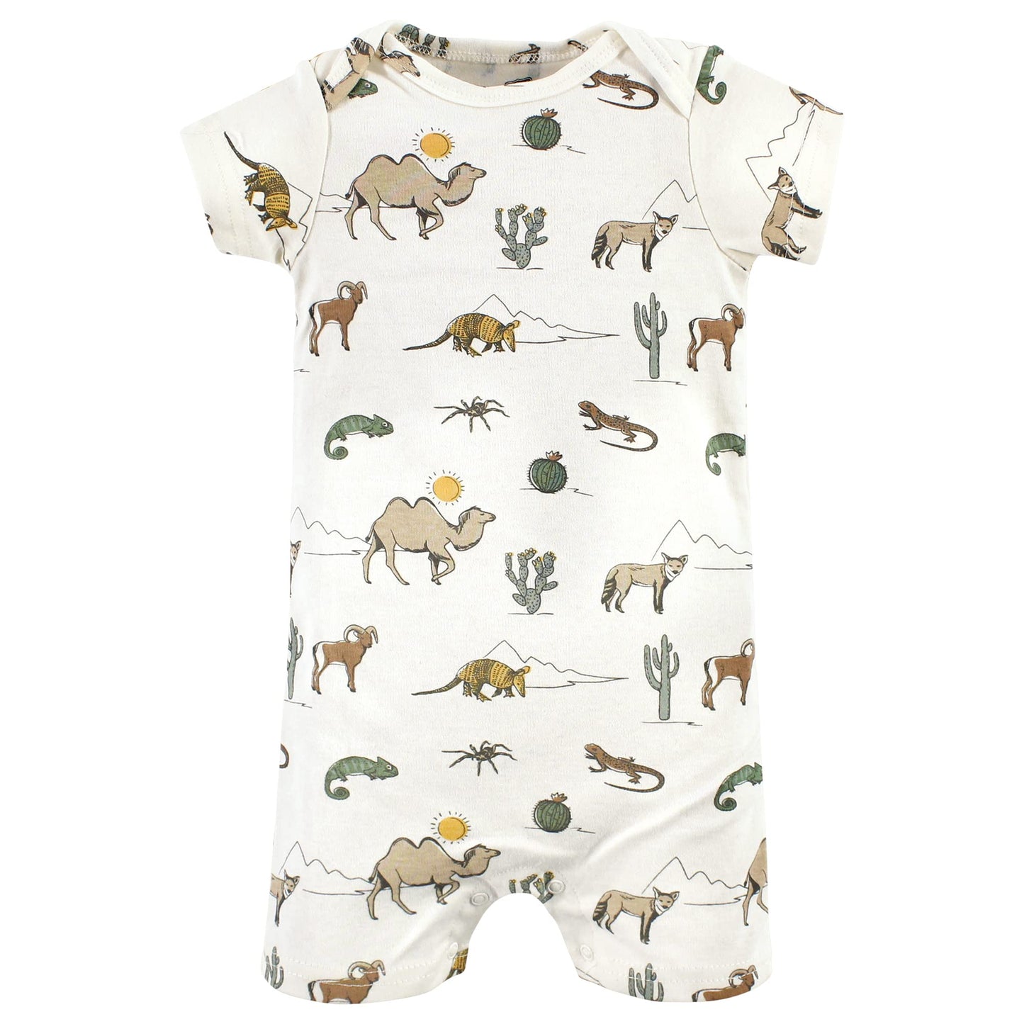 Hudson Baby Unisex Baby Cotton Rompers, Desert Animals, 9-12 Months