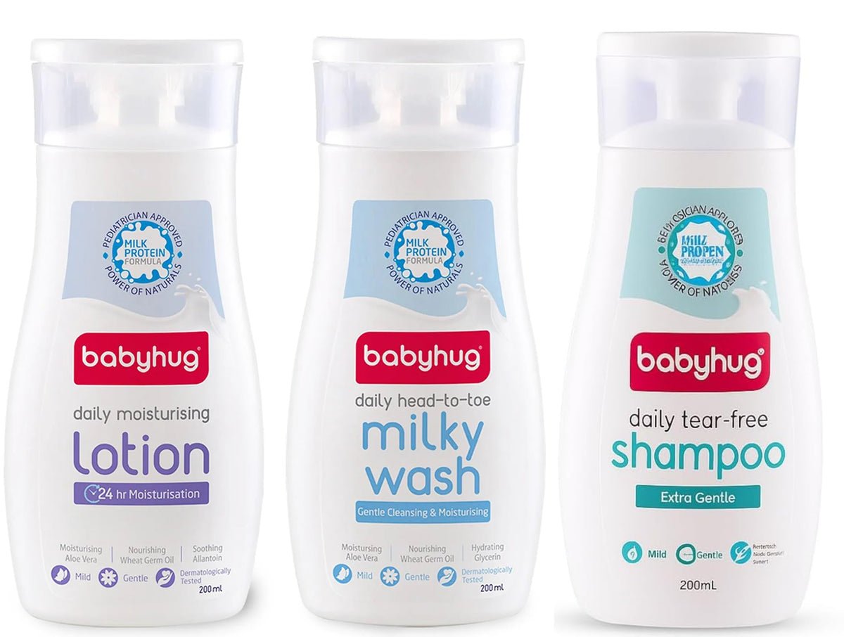 Babyhug Daily Tear Free Shampoo, Moisturising Lotion & Milky Wash  200 Ml Each
