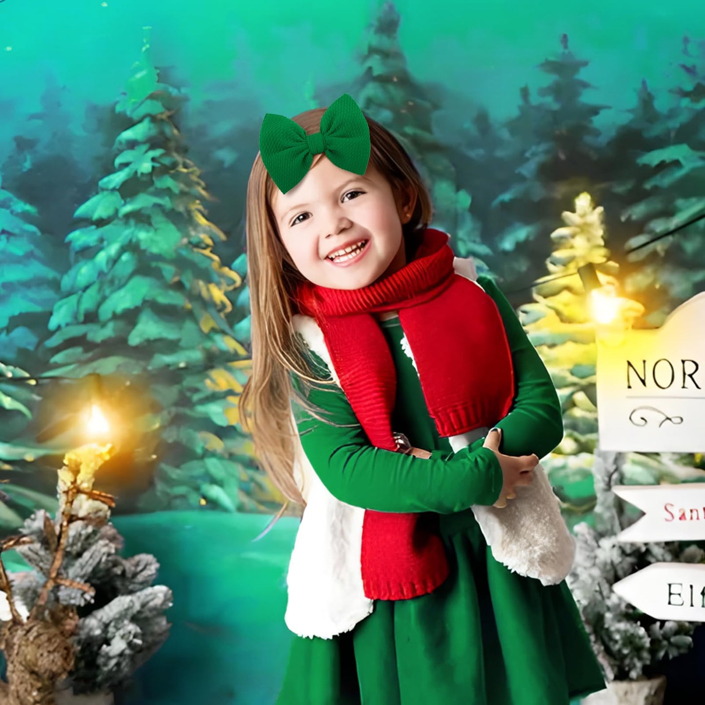 Yanjie Hairband For Baby Girls - Christmas Bows Elastic Nylon Headband With Bows - Hair Accessories Infant Toddler - 3 Pack - Re