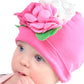 Making Believe Infant Baby Girls Pink Soft Knit Hat Cap With Felt Flowers - 2 Pack