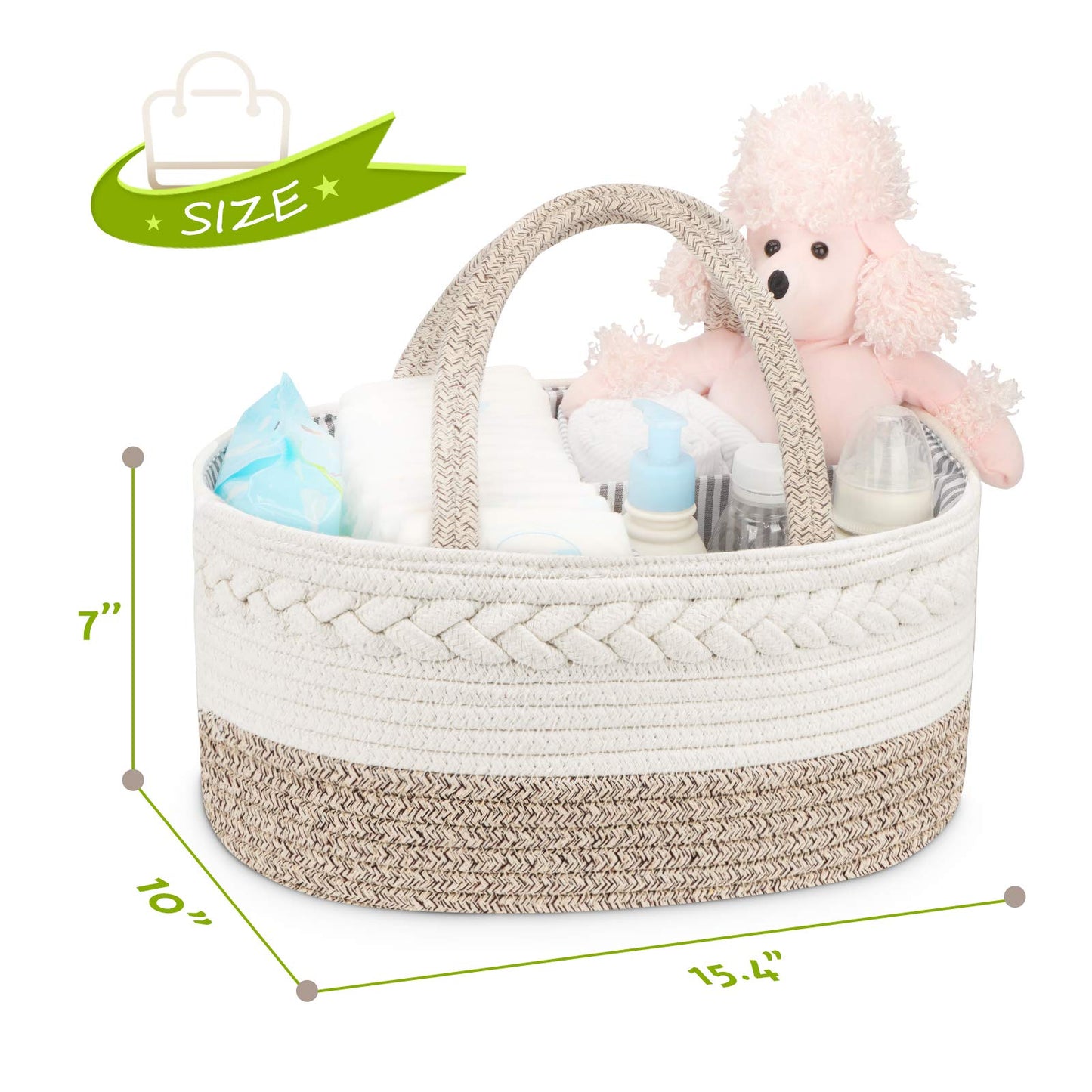 Maliton Baby Diaper Caddy Organizer, Stylish Cotton Rope Baby Basket Nursery Storage Organizer For Changing Table, Extra Large D