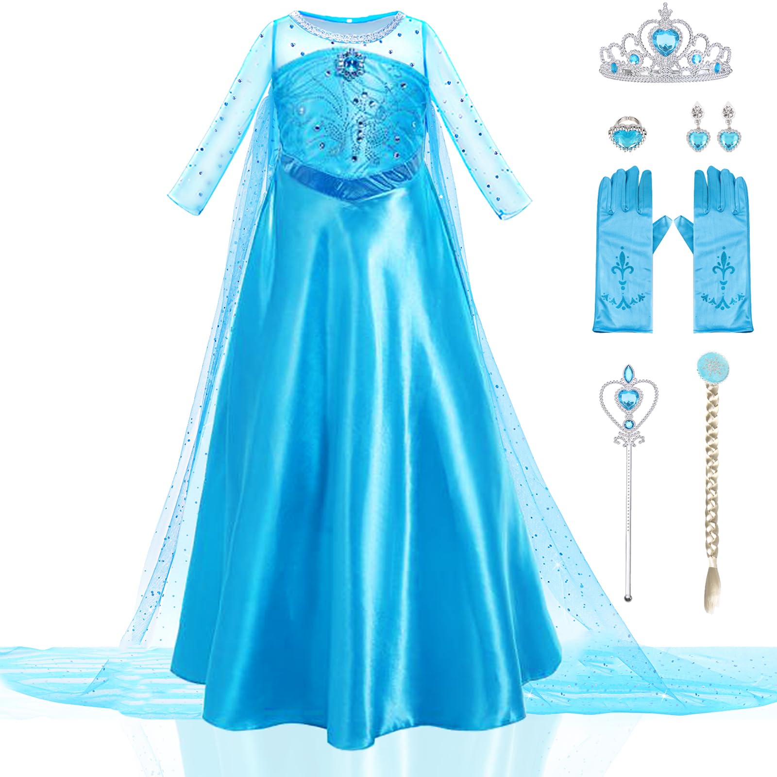 Woxvm Girls Princess Dress Luxury Princess Costume Christmas Birthday Party Snow Princess Dress Up For Girls Halloween Cosplay F