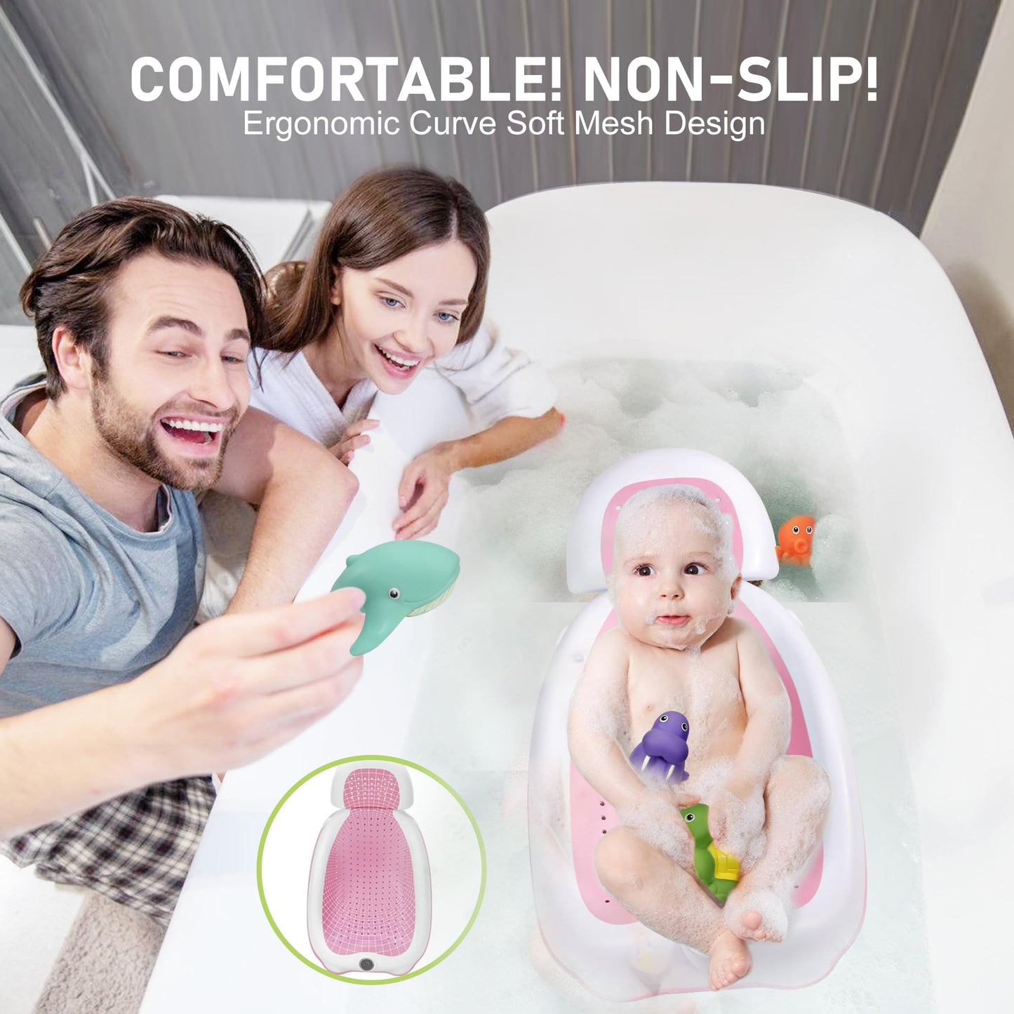 Baby Bath Support Newborn Bathtub With Thermometer,Foldable Baby Tubs For Newborns Baby Bathtub,Sink Baby Bath Tub For Newborn T