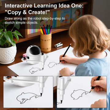 Drawing Robot for Kids Educational Toys, Robot Toys Creative Drawing Learning Kit with 150 Word Cards, Gift for Girls and Boys 4