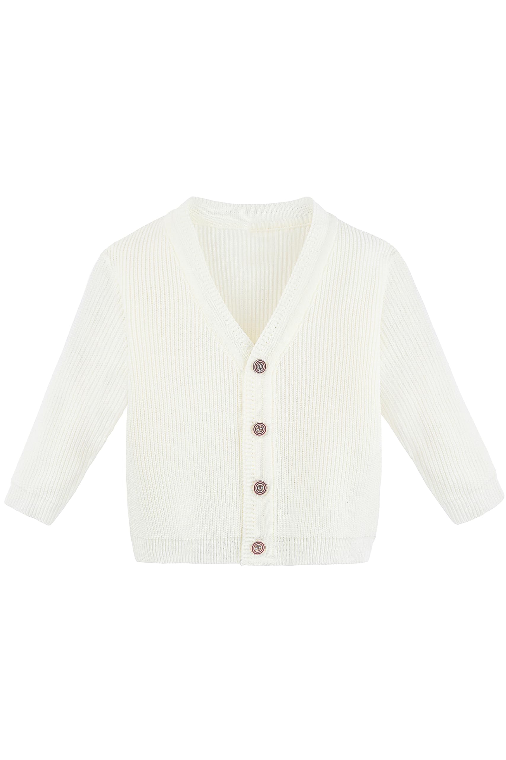 Lilax Baby Boys Basic Long Sleeve V-Neck Classic Knit Cardigan Sweater (Cream, 3-6 Months)