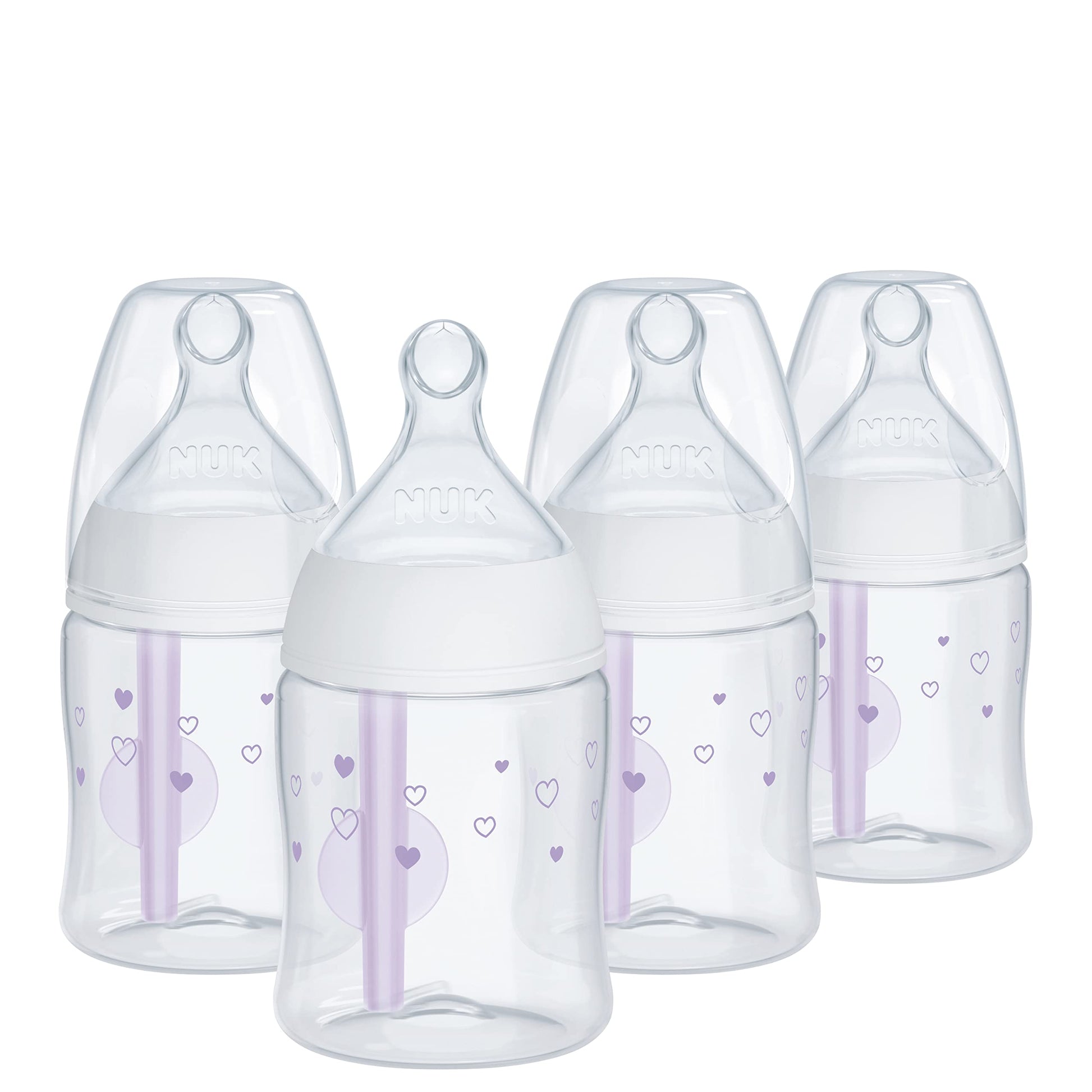Nuk Smooth Flow Pro Anti Colic Baby Bottle - Easy To Assemble And Clean & Reduces Newborn Spit-Up & Gas, 5Oz, 4-Pack, Girl