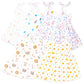 Kidbea Extra Soft Muslin Cotton Frock For Baby Girl | Mickey, Tiger, Space, Rainbow And Cute Chick Print For 3 To 6 Months| Pack