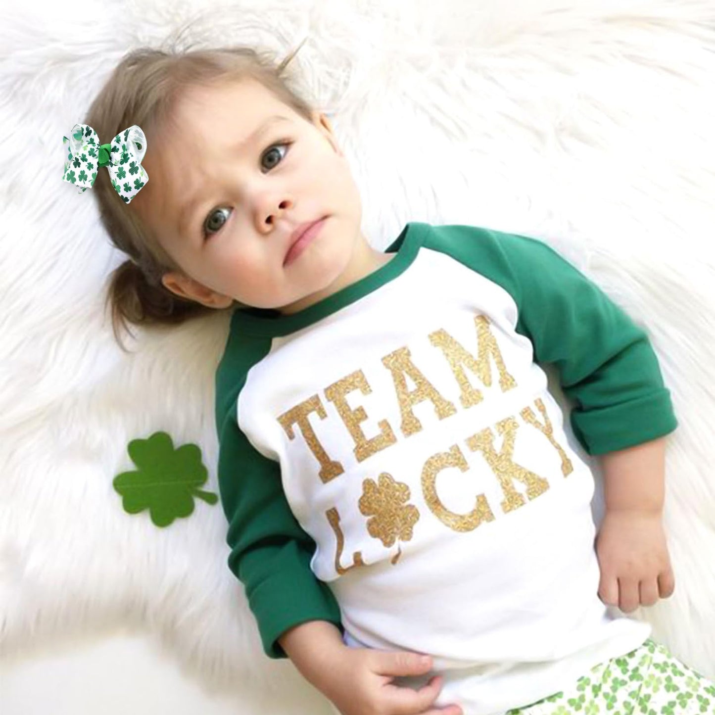 St. Patrick'S Hair Bows For Girls Cute Shamrock Green Hair Clips Bow Hair Accessories Party Supplies 2Pcs (Green Shamrock)