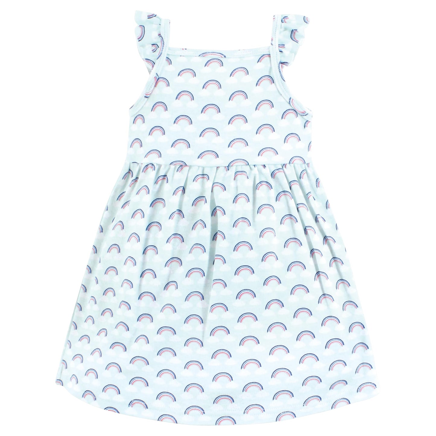 Hudson Baby Baby Girls Cotton Dresses, Cloudy Rainbow, 6-9 Months