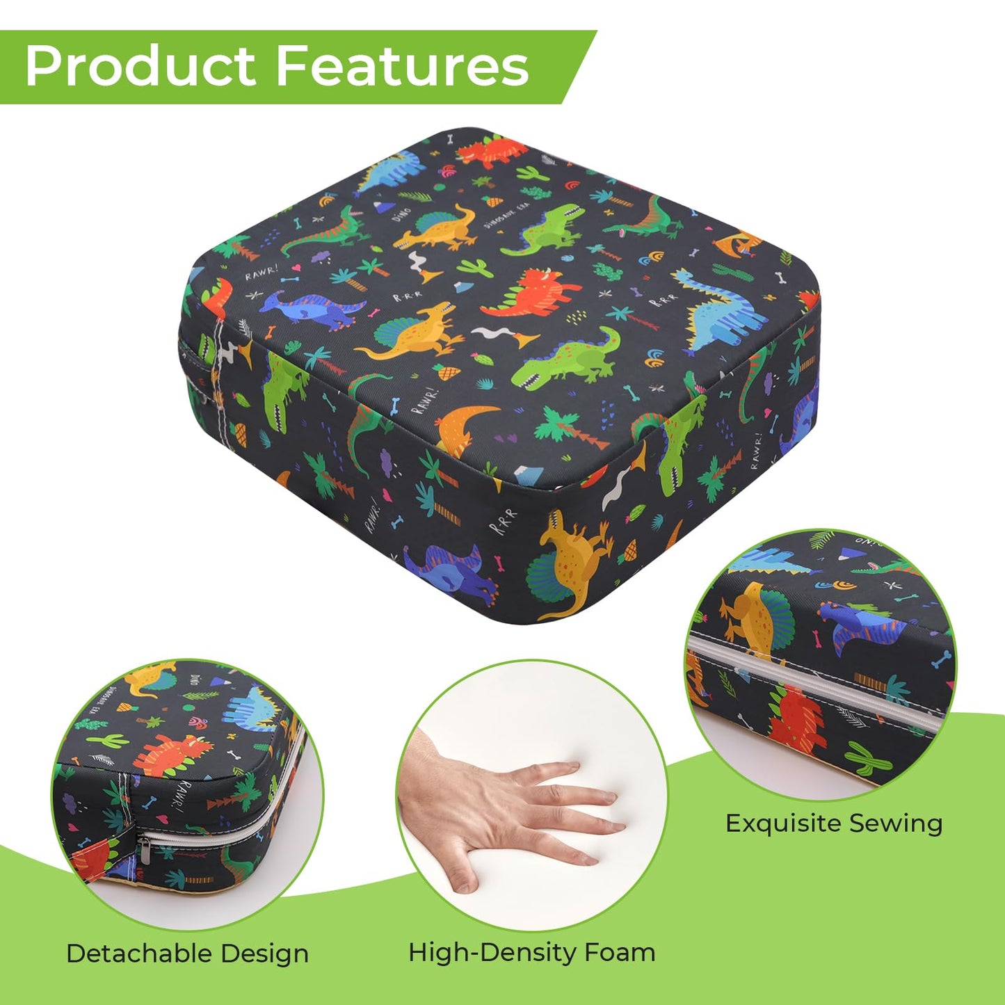 Toddler Booster Seat For Dining Table, Adjustable Seat Belts Booster Seat For Kitchen Chair, Strong Support Booster Seat Cushion