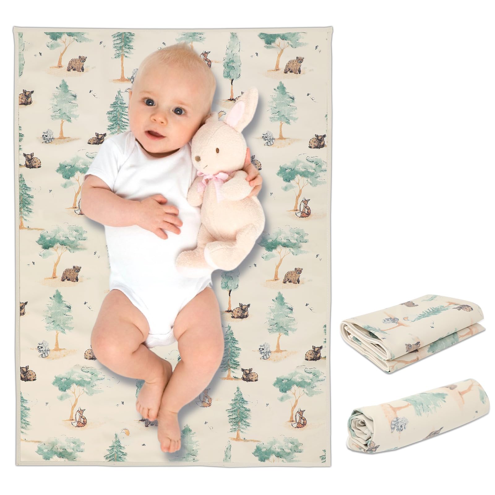 Vegan Leather Baby Changing Mat - Wipeable Portable Changing Pad, Foldable Travel Changing Mat For Baby, Newborns Toddlers Showe