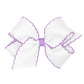 Wee Ones Girls Classic Grosgrain Moonstitch Edge Hair Bow, No-Slip Hair Clip, Handmade, White with Light Orchid, Medium