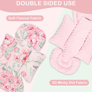 Dilimi Infant Car Seat Insert, Baby Car Seat Head Support With 3 Strap Paddings, Soft Newborn Car Seat Cushion For Stroller, Swi