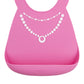 Nuby 3D Soft Silicone Baby Bib With Scoop - Silicone Bib For Toddlers And Babies 6+ Months - Pearl Necklace