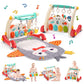 Cute Stone Baby Gym Play Mat & Baby Learning Walker, Baby Activity Mat With Play Piano, Musical Activity Center With Lights, Bab
