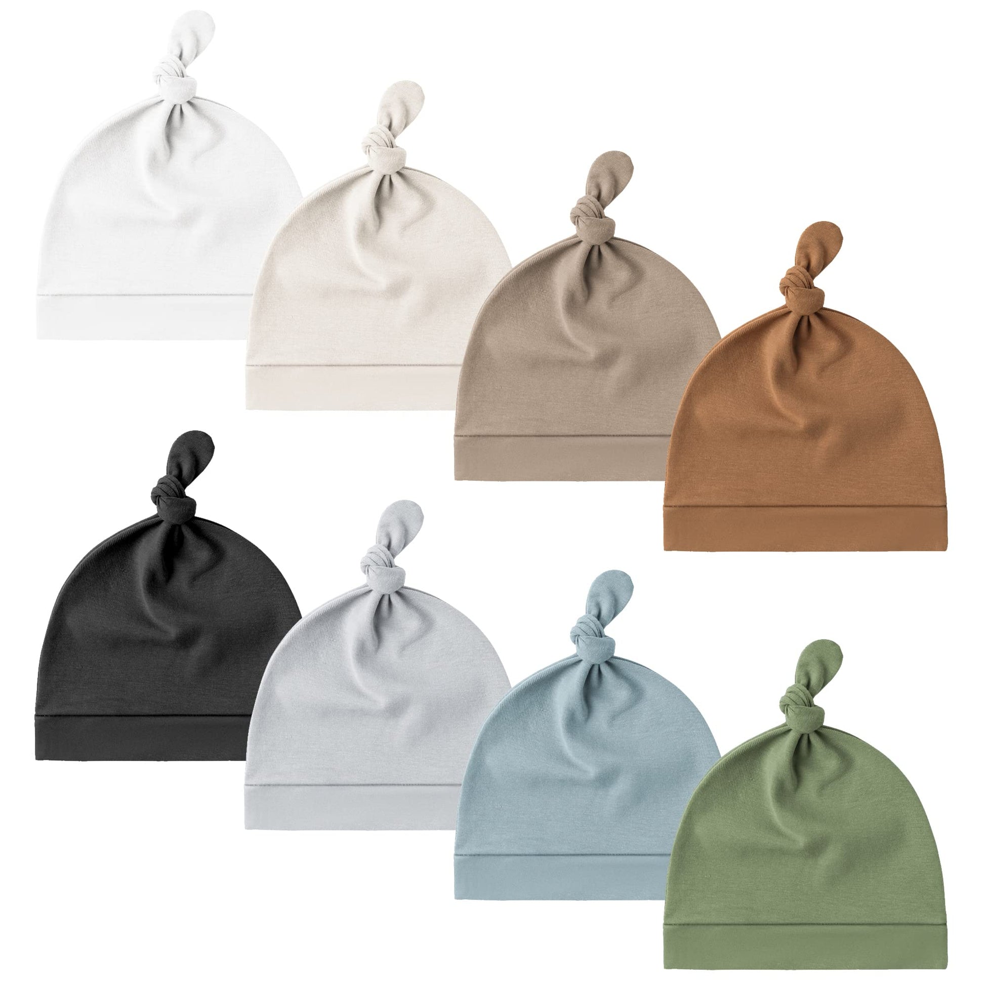 Konssy 8 Pack Baby Newborn Hats Set Knot Beanie Hats Soft For Infant Baby Girls Boys Caps 0-6 Months