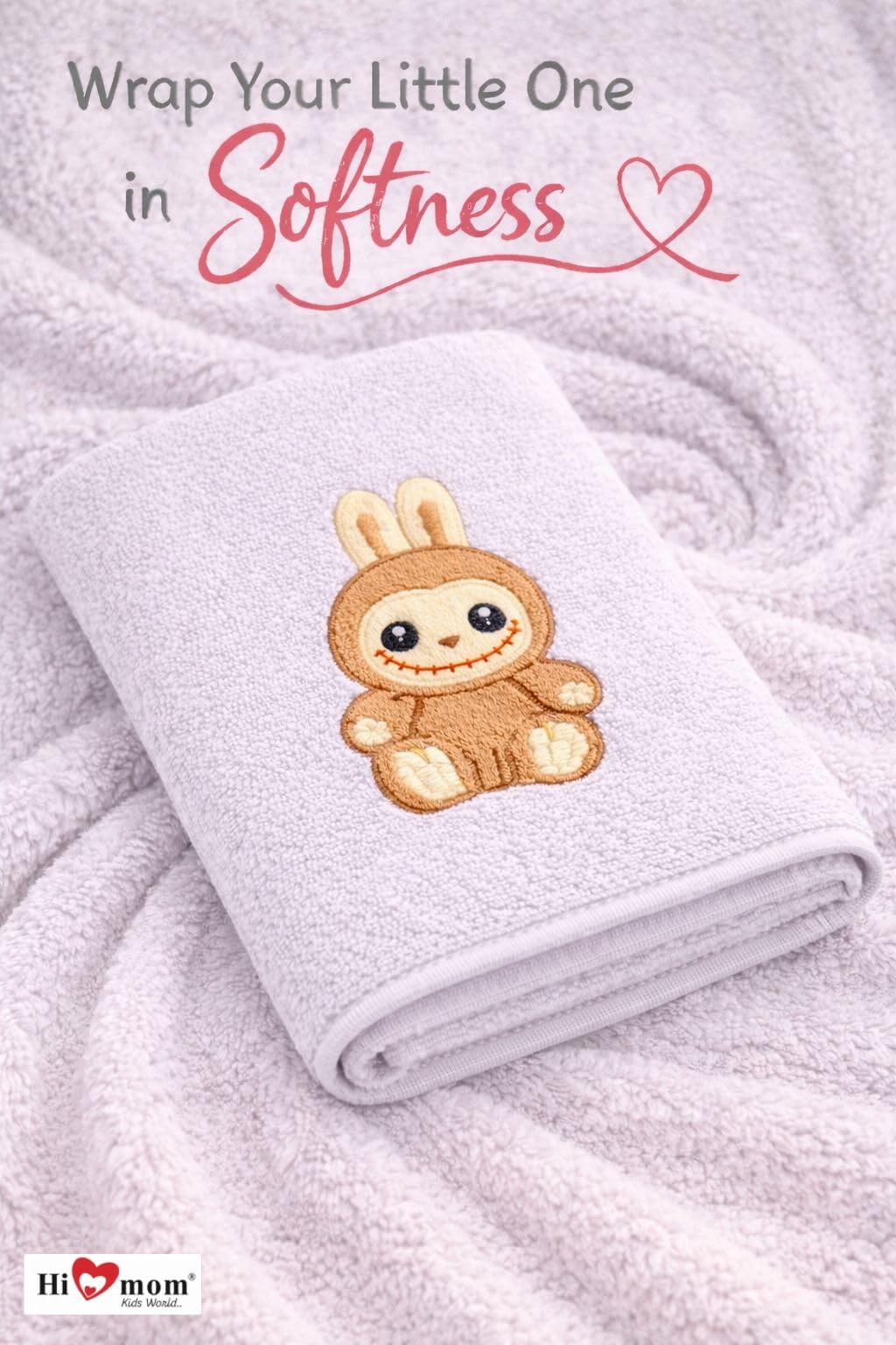 Hi Mom Kids Soft Bath Towel, Cute Bunny, for Little Ones,Quick Dry Super Absorbent Super Soft Bath Towel for Boys and Girls, Swa