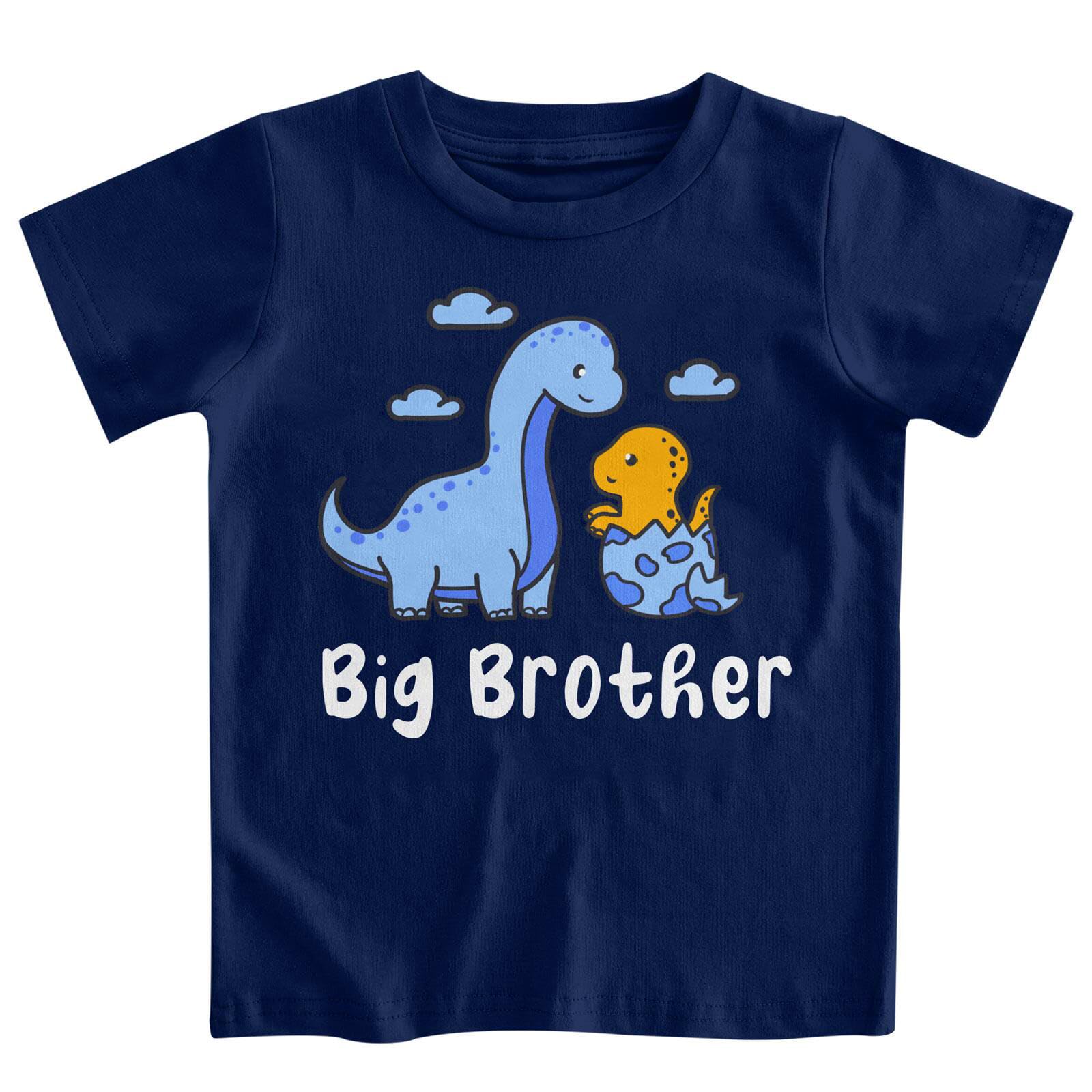 Funnycokid Big Brother Shirt 4T 3T Dinosaur Boys Promoted To Big Brother T-Shirt Blue Size 4 Pregnancy Announcement Gifts For Bo