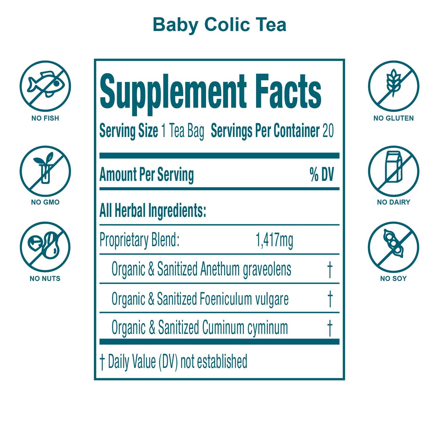 Secrets Of Tea Baby Colic Tea For Gas, Acid Reflux Relief, Tummy, And Sleep - Natural Usda Organic Caffeine-Free Herbal Calming