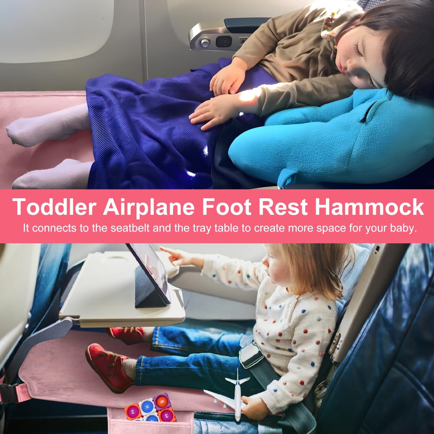 Cozybonder Toddler Airplane Bed, Kids Airplane Seat Extender Travel Bed, Kids Airplane Travel Essentials, Airplane Must Have For