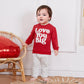 Nzndshd Valentines Day Baby Boy Outfit Letter Embroidered Long Sleeve Sweatshirt Heart Print Pants Set 2Pcs Clothes (Red Love Yo