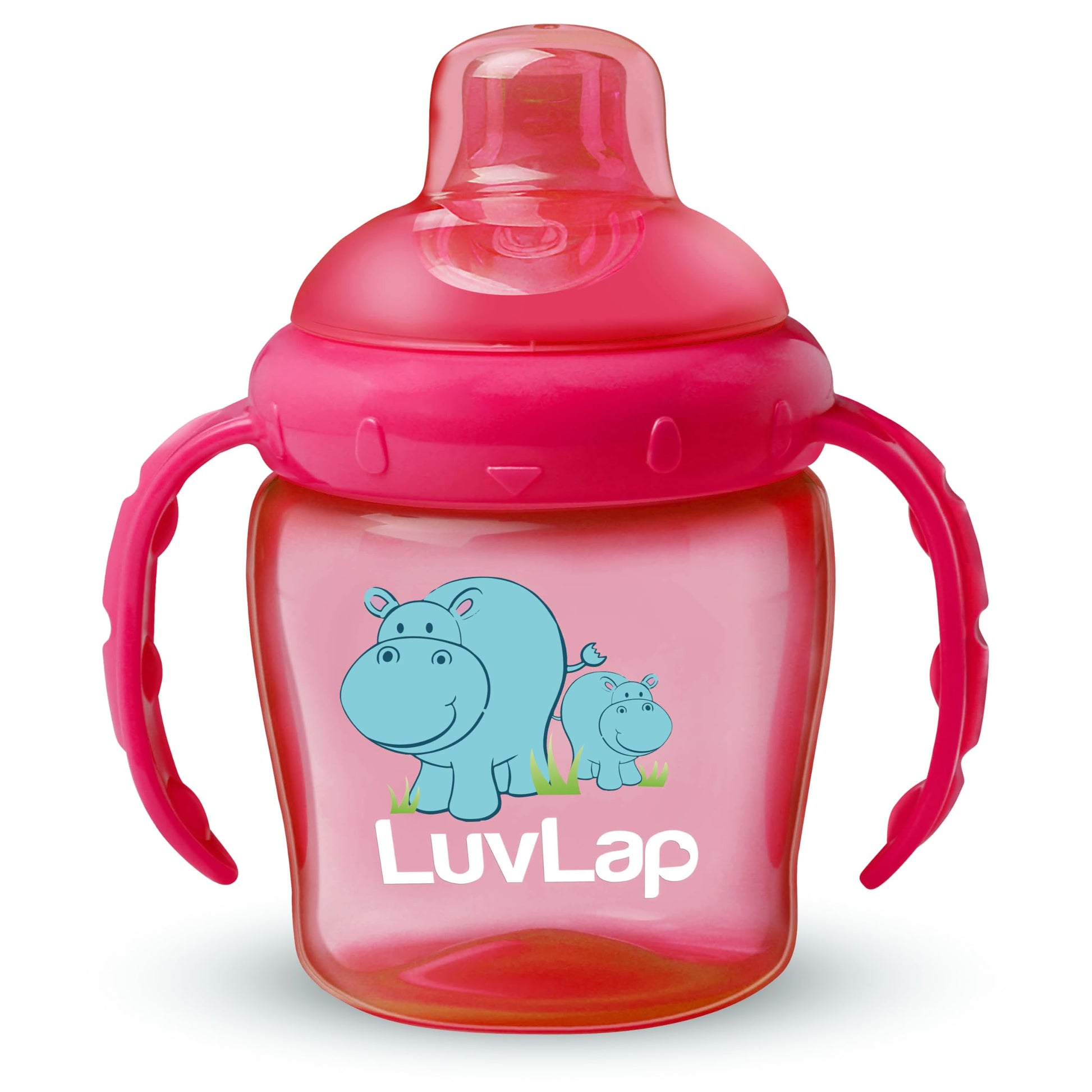 Luvlap Hippo Spout Sipper For Infant/Toddler, 225Ml, AntiSpill Sippy Cup With Soft Silicone Spout Bpa Free, 6M+ (Pink)