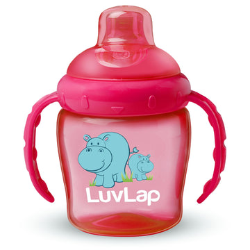 Luvlap Hippo Spout Sipper For Infant/Toddler, 225Ml, AntiSpill Sippy Cup With Soft Silicone Spout Bpa Free, 6M+ (Pink)