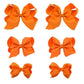 Orange Bows For Girls,6Pcs Hand-Made Grosgrain Ribbon Hair Bows Alligator Clips Hair Accessories For Little Teen Toddler Girls K
