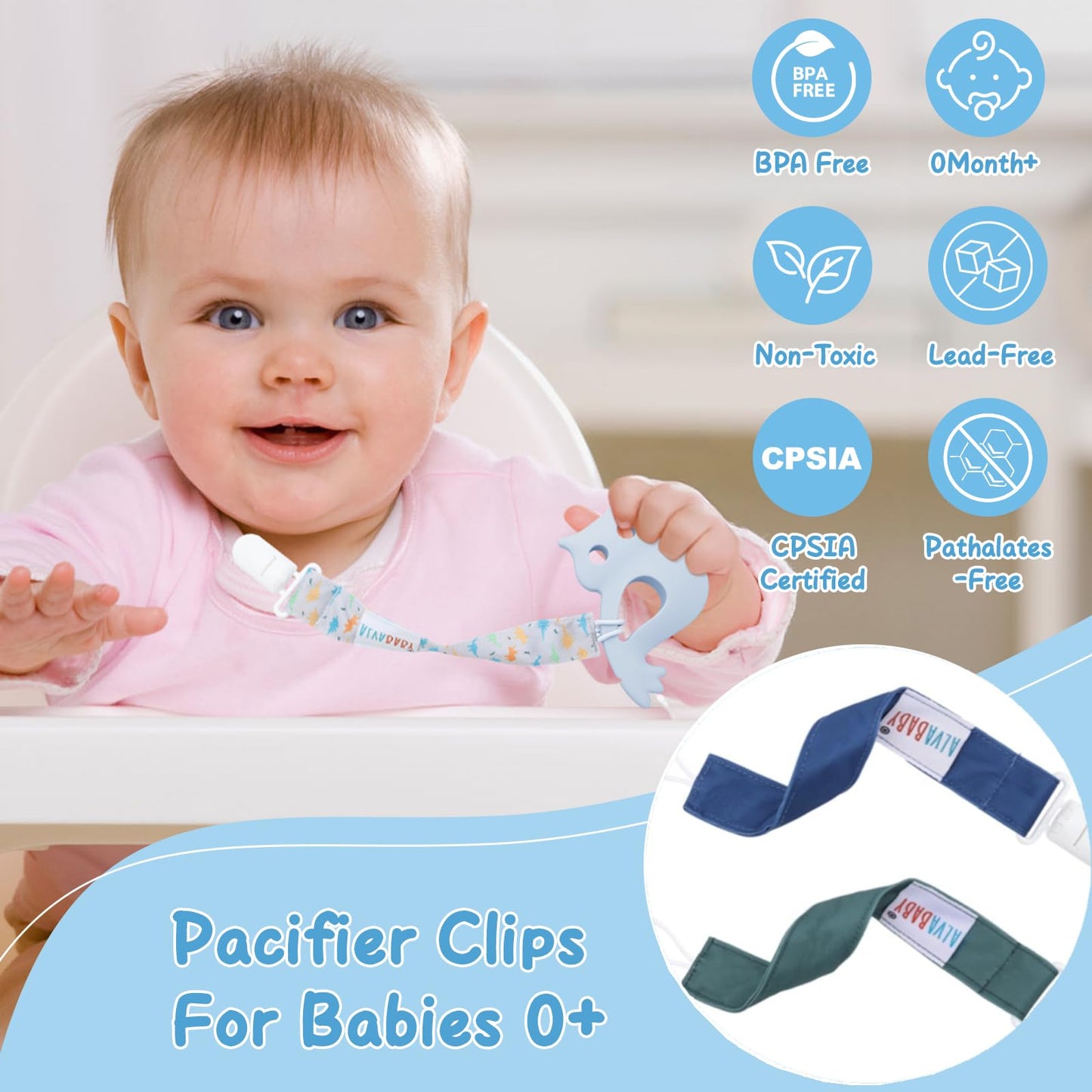 Alvababy Baby Pacifier Clips For Boys Girls Pacifier Universal Holder Leash Pacifier Clip Binky Holder For Teether Toys Soothie