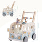 ROBOTIME Wooden Baby Walker, Baby Push Walker, Baby Activity Center Toys, Ajustable Speed Multi-Functional Baby Walker with Whee