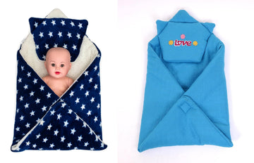 CTMKIDS Baby Wrap with Cushion Cap for Kids 74x84 cm  Navy Blue & Baby Wrap with Cap for Kids 74x74 cm  Blue