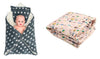 CTMKIDS Baby Wrap with Cushion Cap for Kids 74x84 cm  Grey & Single Baby Wrap with Cap for Kids 74x74 cm  Blue
