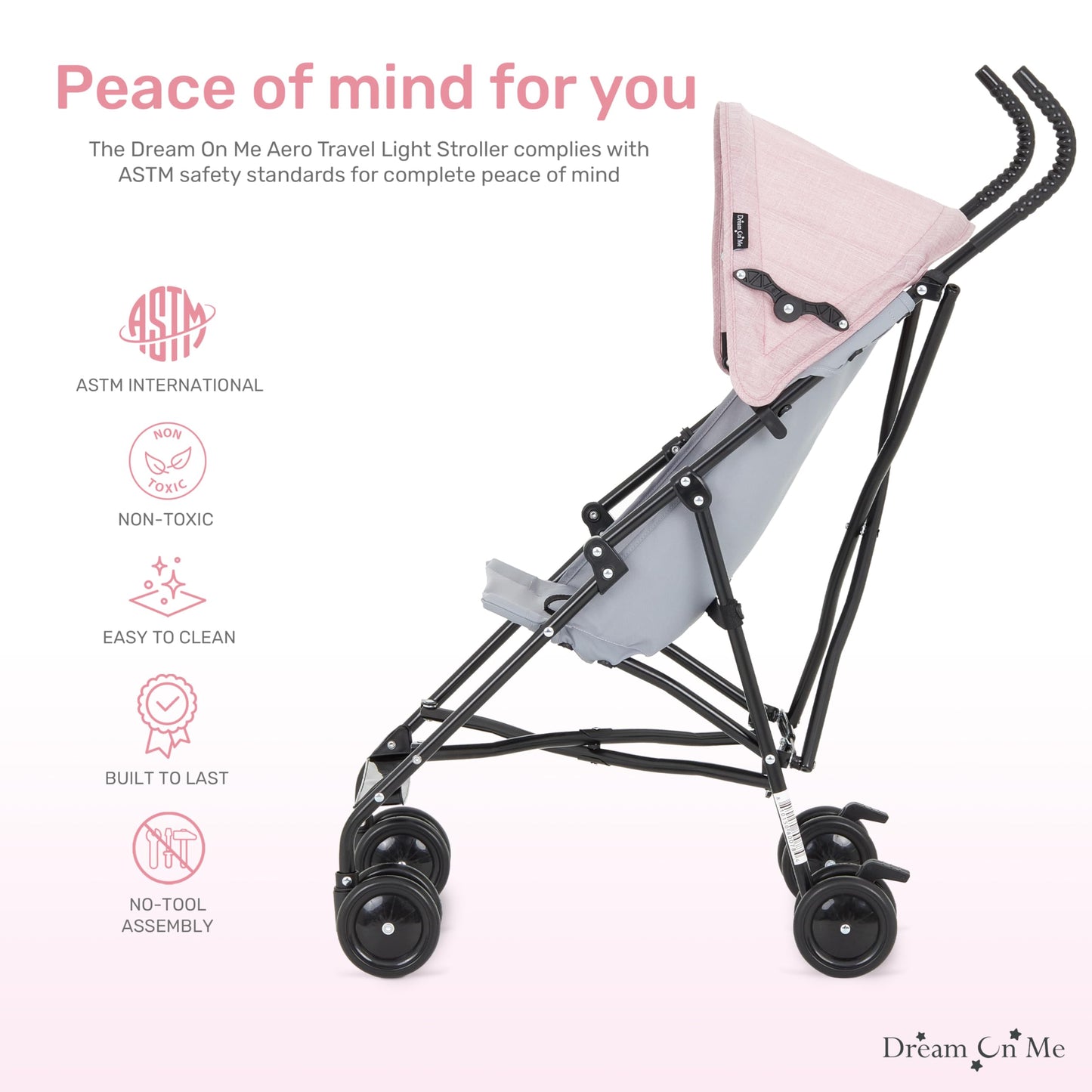 Dream On Me Aero Travel Lightweight Umbrella Stroller with Adjustable Removable Canopy – Easy Fold & Carry